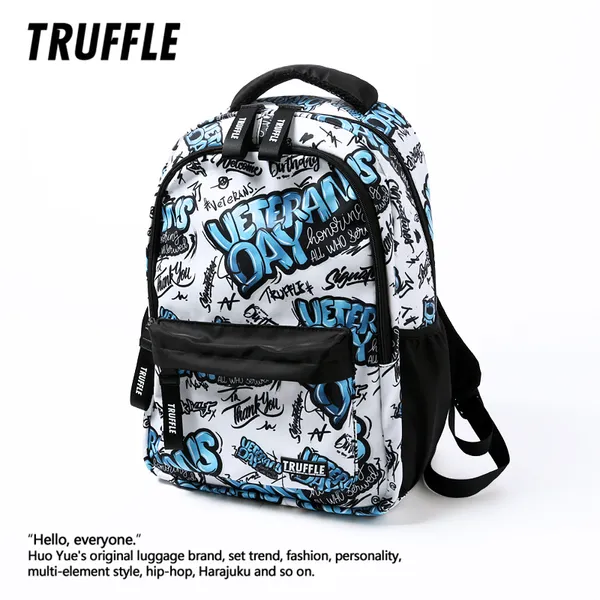 TRUFFLE Graffiti Printed Waterproof, Soft, Trendy Backpack With 16" Laptop Storage Capacity For Men Unisex T2269M